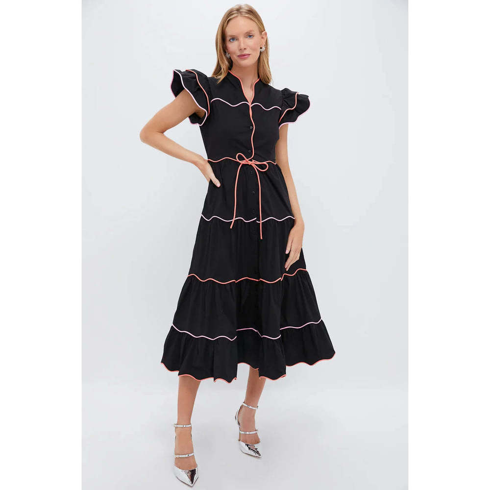 CeliaB Black Midi Dress with Pink Accents